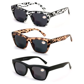 3 Pairs Women Outdoor Reading Sunglasses - Fashion Vintage Bold Leopard Readers Bifocals (3 Pairs BIFOCALS, 2.25)
