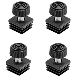 Supertool 4PCS Adjustable Leveling Feet 25 x 25mm Square Tube Insert Kits Chair Leg End Caps with Adjust Thread for Furniture Feet, Black