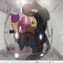 Texas Gals Bedazzled & Painted Howdy Y'All 18oz Glass Stemless Wine Goblet NEW