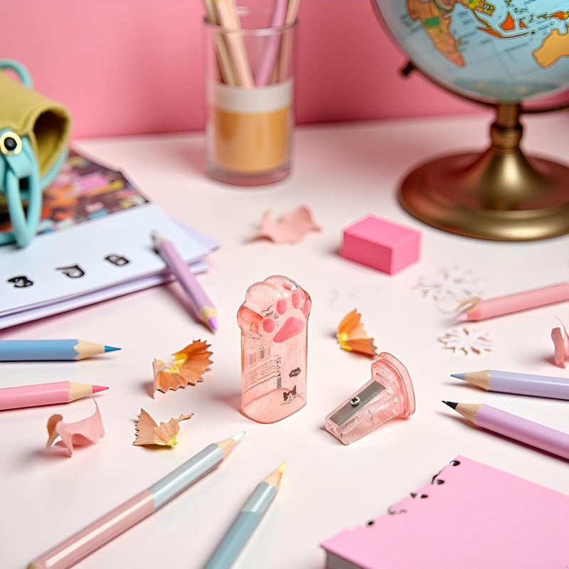 Kawaii Cat Paw Pencil Sharpener, Pink, School and Office Supplies,