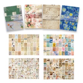 Aliji 400 Sheets Junk Journal Paper Set,Vintage Scrapbooking Paper Junk Journal Supplies Kit Decoupage Paper Collage Paper,Art Craft Projects Collage Mixed (Retro)