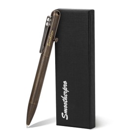 SMOOTHERPRO Solid Brass Bolt Action Pen Compatible Parker Refill with Pocket Stainless Steel Clip for Tremor Parkinson Arthritic Gift Business Collection Retro Black (SP02B)