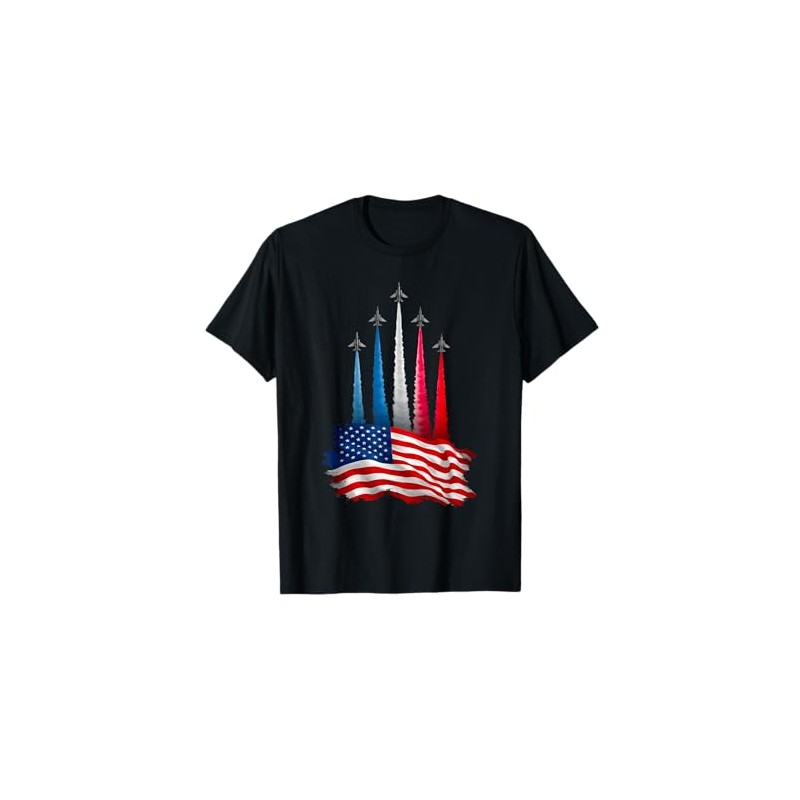 Independence Day American Flag Jet Planes Red White Blue T-Shirt