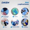 DIKEN Guantes 100% Nitrilo, Grado Alimenticio, Color Azul, SIN Polvo,