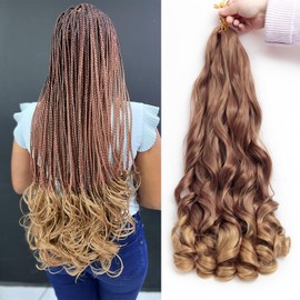French Curl Braiding Hair 24 Inch Curly Braiding Hair 8 Packs Pre Stretched French Curl Braids Synthetic Extensions Lightweight Hair for Women Loose Wavy for Braids Mixed Color 33/27