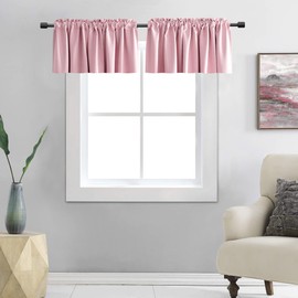 DONREN 2 Panels Pink Blackout Valances for Nursery Window Valances for Girls Room with Rod Pocket (42 by 15 Inch Length)