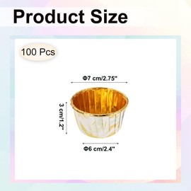 sourcing map 100 Pcs Single-Sided Aluminum Foil Cupcake Liners, Greaseproof Muffins Baking Cupcakes for Wedding Birthday Party Decoration, Yellow (Round-Pattern)