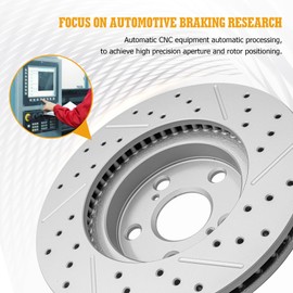 ACB ZONE Ceramic Brake Pads and Rotors Kit Front Drilled Slotted Vented Rotors & Brakes for Lexus CT200h 2011 2012 2013 2014 2015 2016 2017, for Toyota Prius Plug-In 2012-2015/ Prius 2010-2015