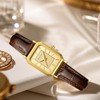 RioFoior Gold Watches for Women-Rectangular Case Minimalist Dial,Comfortable Leather Strap,Water
