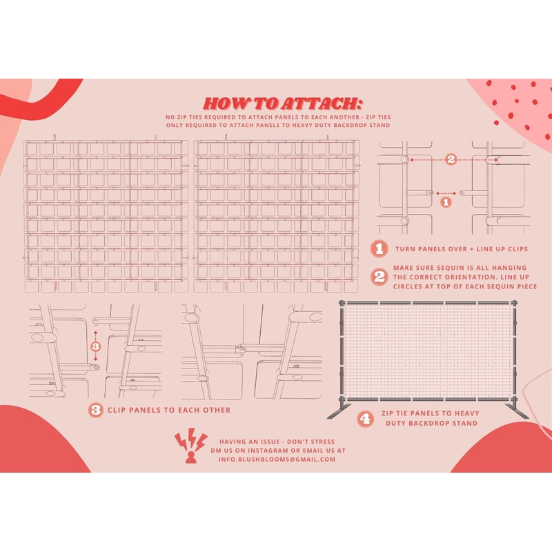 Blush Blooms Decor - 24 Sequin Panels for Sequin Wall