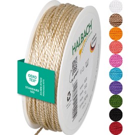 Halbach Seidenbänder Premium Cord (Cream), Width 2 mm, Length 50 m, Made in Germany and Oeko-Tex Certified, Shiny Satin Cord Made of Acetate