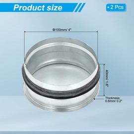 PATIKIL 4 Inch Metal Tee Cap, 2 Pcs Galvanized Steel Duct End Cap Dry Vent Cover Ducting Sealing Tee Plug with Rubber Gasket for HVAC Systems Indoor and Outdoor Use