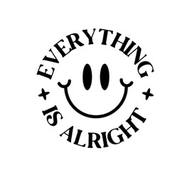 Aurabeam Vinyl Wall Art Decal - Everything Is Alright - 4.5" x 4.5" - Inspirational Positive Vibes Quote Smile Face Design Sticker for Home Office Laptops Notebooks Bumpers Windows Decor