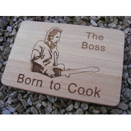 Bruce Springsteen The Boss Born to Cook Gift Wooden Chopping Cutting Cheese Board Place Mat Cooking Baking Present
