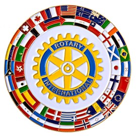 Rotary International with Flags Fraternal Auto Emblem - [Multicolored][3'' Diameter]