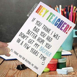 Funny Teacher Cards, Card for Teacher, End of Term Teacher Card, Thank You Card, Thank You for Helping Me Shine, Humour Card, Laughs PC206