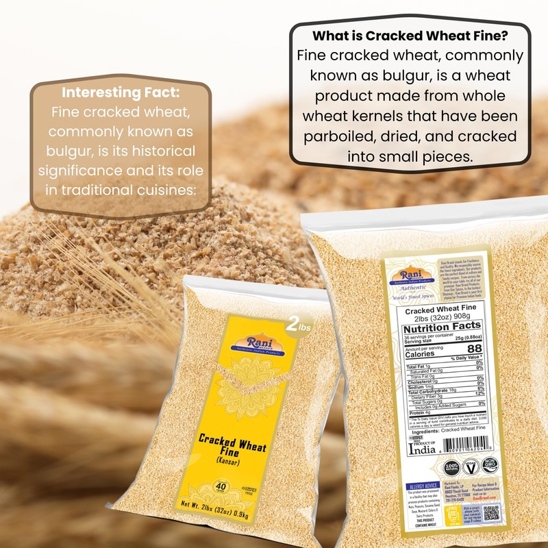 Rani Cracked Wheat Fine (Kansar/Bulgur Wheat#1) 32oz (2lbs) 908g ~