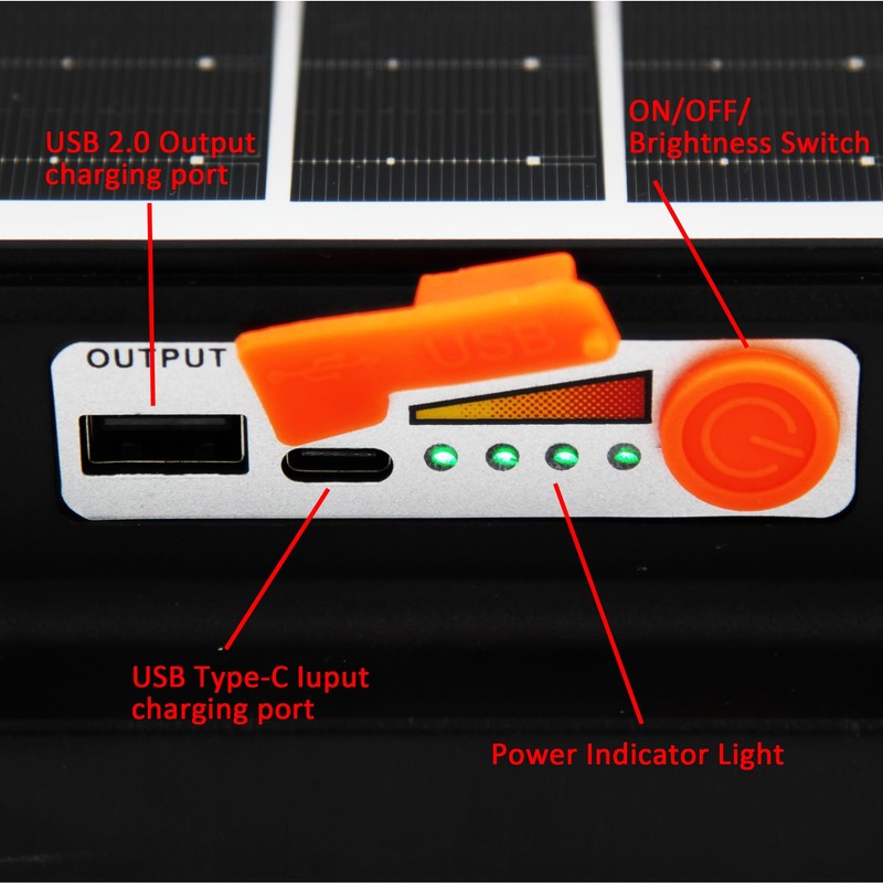 Wideskall 100W Portable Rechargable Solar Panel LED Work Light with