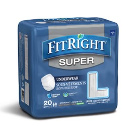 FitRight Super Protective Incontinence Underwear, Maximum Absorbency, Large, 40 to 56", 20 Count
