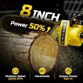 8 Inch Mini Chainsaw Cordless, Brushless Electric Chainsaw with 2x 21V 3.0Ah Batteries, Tool-Free Chain Tension & Auto Oiler, Handheld Pruning Chainsaw for Tree Trimming Wood Cutting, 2026 Upgraded