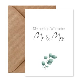 Things of Happiness Wedding Card - Mr & Mrs | Wedding Greeting Card with Envelope (Mr & Mrs Eucalyptus)