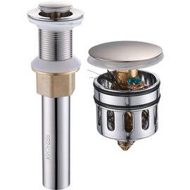 REGALMIX Vessel Sink Drain, Bathroom Faucet Vessel Sink Pop Up Drain Stopper Without Overflow Brushed Nickel, Built-in Anti-Clogging Strainer,Fits Standard American Drain Hole1-1/2 to 1-3/4",R085B-BN