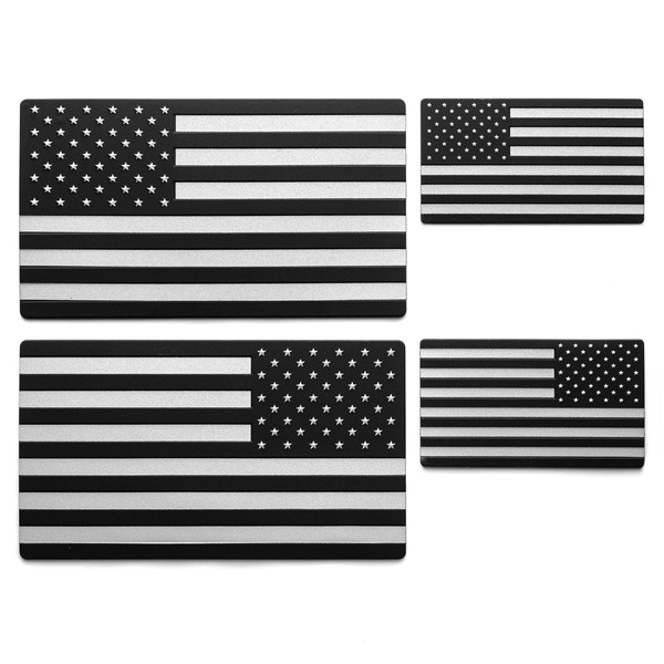 EyeCatcher USA Flag Reflective Emblem Decal Black - 4 Pack