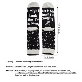 WCGXKO Funny Music Teacher Gift I Might Look Like I'm Listening But In My Head I'm Thinking About Singing Funny Musical Theatre Socks (I'm Singing CA)