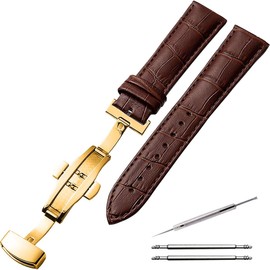 [anddat] Wristwatch, Replacement Strap, Leather, Crocodile Pattern, 0.7, 0.8, 0.9 inch (18, 20, 22 mm), Men's