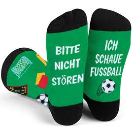 Socks with Saying Bitte Nicht Stören Ich Schaue Football Funny Gifts Christmas Gifts for Men Small Items Cotton Socks Football Gifts for Men Teenagers Boys for Birthday, Green