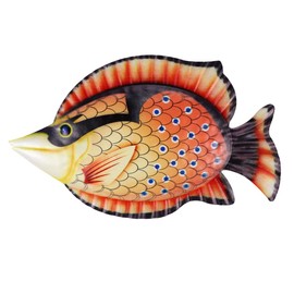 CORHAD Cartoon Tropical Fish Wall Art Decor for Garden and Home Unique Iron Fish Hanging Ornament Vibrant Orange for Adding to Outdoor Spaces