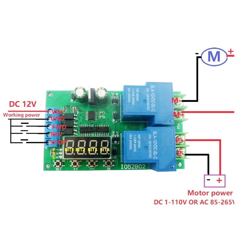 30A12V Multifunction Motor Forward Reverse Controller Start stop Delay Limit