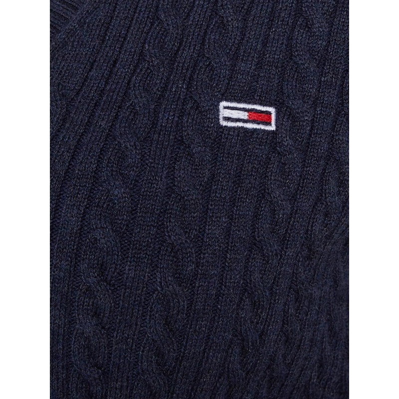 Tommy Jeans Women's Cable Essential Button Down Cardigan, blue, M