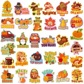 JarThenaAMCS 960Pcs Fall Teacher Reward Stickers Inspirational Pumpkin Turkey Maple Adhesive Training Decals for Autumn Thanksgiving Classroom Homework Test Assignment Supplies