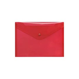 Transparent PP Envelope A5 Press Stud Classic Clear (Pack of 10)-Red