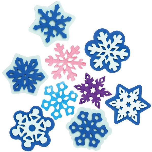 Baker Ross AX405 Snowflake Foam Stampers - Pack of 10, Stamp Set for Children, Ideal for Kids Arts and Crafts Projects, Snowflake