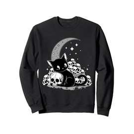 Cat Skulls Creepy Cute Kitty Goth Black Alt Alternative Sweatshirt