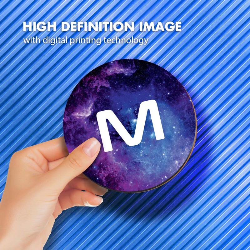 1 x Round Coaster - Letter M Space Universe Galaxy