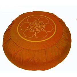 Boon Decor Meditation Pillow Zafu Cushion Lotus Enlightenment and Other Sacred Symbols (Wheel of Dharma Saffron)