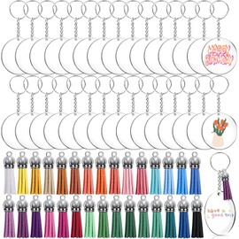 MEISO Llaveros de Acrilico, Llavero Acrlico Blanco, Juego de 120 Adornos de Vinilo de Acrlico para Hacer Borlas Incluye 30 Piezas en Blanco...        