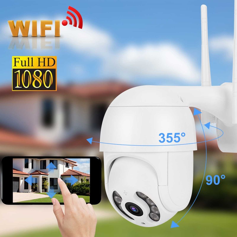 2in Waterproof PTZ Mini Dome Camera 1080P WiFi 8 Lights