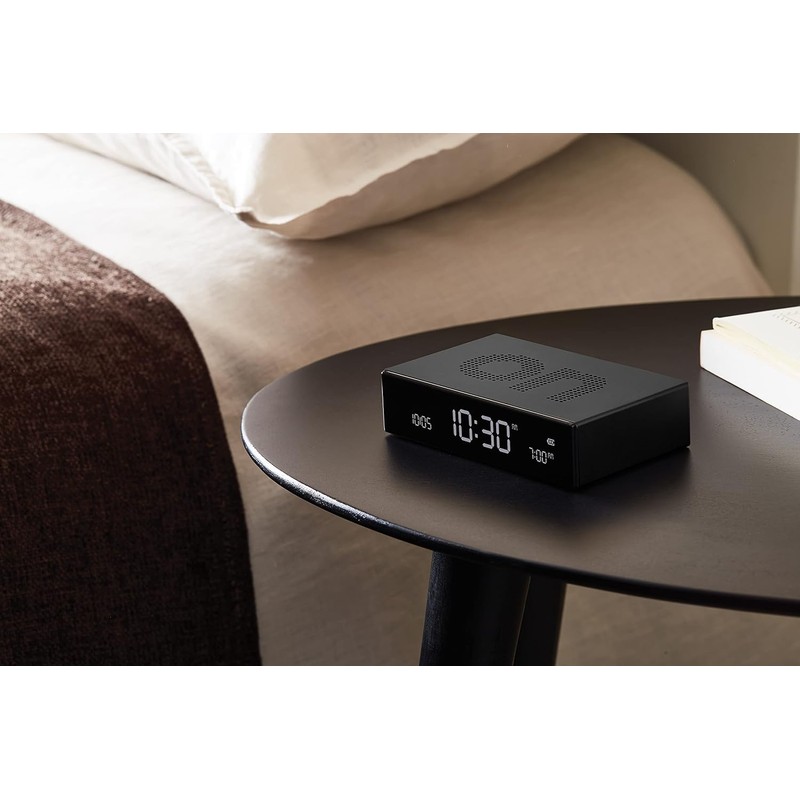 Lexon Flip プレミアムデジタル目覚まし時計 - 充電式デスククロック オン/オフ面付き - スヌーズ機能 ピュアVA LCDディスプレイ