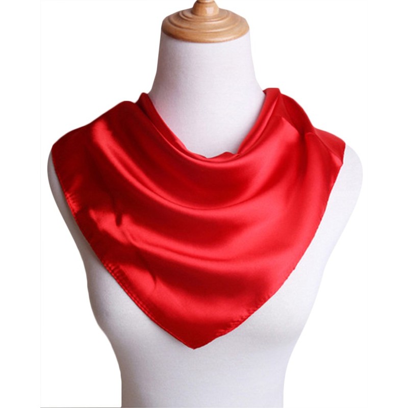 X&F Women's Solid Stain Charmeuse Neckerchief Square Scarf 23" *