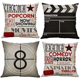 Gspirit 4 Piece Cushion Cover Set 17.7 x 17.7 inches (45 x 45 cm), Stylish, Scandinavian Cute, Floral Pattern, Cotton Linen, Room Goods, Sofa, Car, Interior, Square, Decorative, Dakimakura Cover