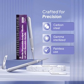 MyMed #14R Blades Dermaplaning Scalpels with Dermaplane Handle - Pack of 15 Dermaplane Razor for Women Face + Dermaplane Handle #3, Dermaplaning Tool for Face