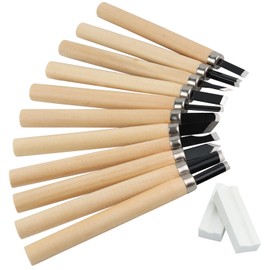 Manganese Steel Wood Carving Chisel Set, DIY Carving Hand Chisel, Professional Wood Chisel, Carpenter Carving Tool with 2 Grinding Stones, Engraving Chisel for Beginners Wood Carving