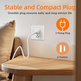 Polarity White Extension Cord 15FT Extension Cords Thin Two Prong for Indoor Use Power Strip Outside Cables with Single Plug Ideal for Christmas Lights, Lamps, Cameras, Household Appliances (1 Pack)