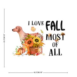 I Love Fall Most of All Classroom Wall Decoration Words Letter Stickers Dog Pet Pumpkin Harvest Peel and Stick Home Decals for Playroom Kids Room Family Furniture Vinyl