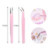 ZXfad 2pcs Eyelash Extension Tweezers, Straight and Curved Tips, Stainless