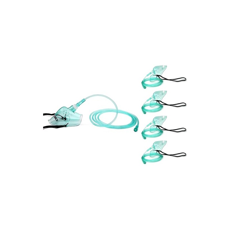 4 Pack Oxygen Mask for Face Adult with 6.6' Tube